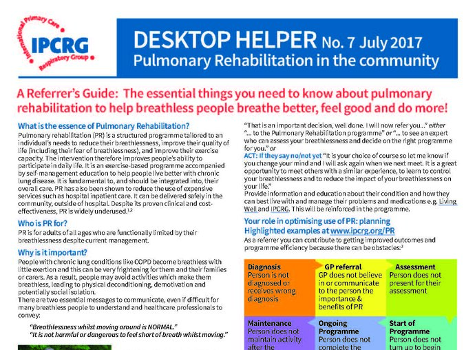 Desktop Helper No. 7 - Pulmonary Rehabilitation in the community