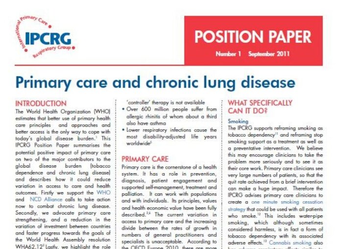 Image of Position Paper 1 - Primary care and chronic lung disease