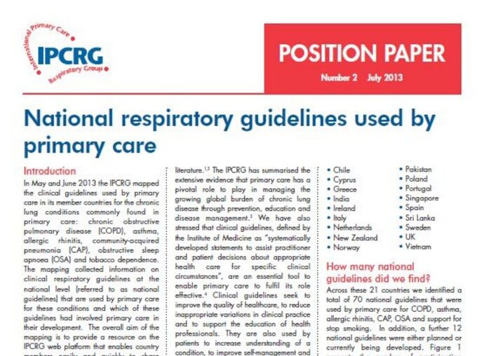 Image of Position Paper 2 - National respiratory guidelines used by primary care 