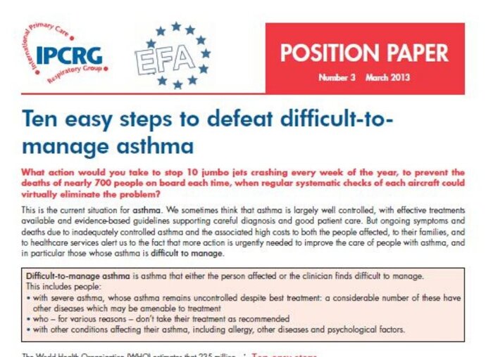 Position Paper 3 - Ten easy steps to defeat difficult to manage asthma Primary tabs image of Position Paper 3 - Ten easy steps to defeat difficult to manage asthma Primary tabs