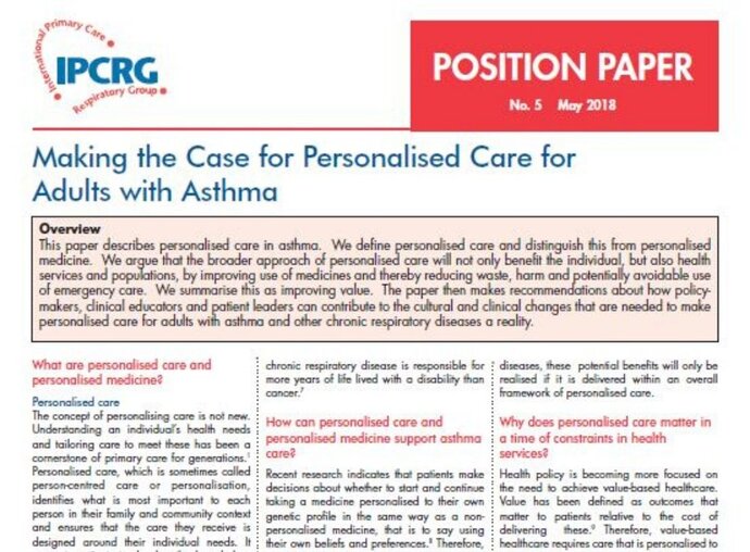 Image of Position Paper 5 - Making the case for personalised care for adults with asthma