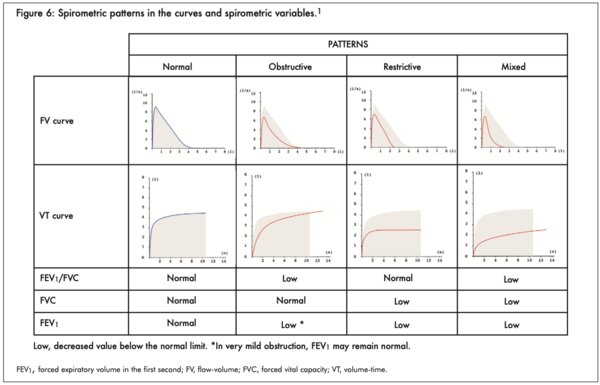 Figure 6: Spirometric patterns in the curves and spirometric variables. - click to enlarge Figure 6: Spirometric patterns in the curves and spirometric variables. - click to enlarge